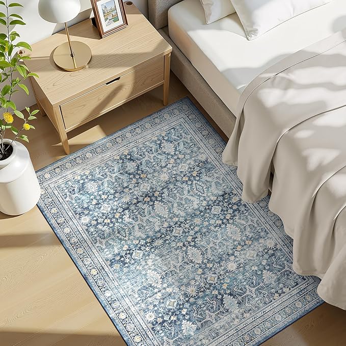 Lofus 3x5 Area Rug for Entryway,Blue Non Slip Area Rugs for Kitchen, Washablee Soft Rugs for Bedroom, Living Room, Tool Room Nursery Kids Room Decor