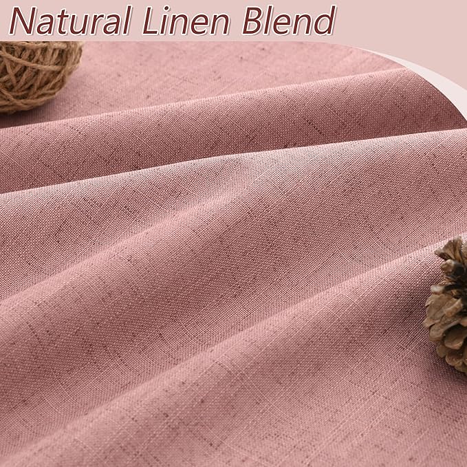 Guken 100% Blackout Curtains 84 Inch Length 2 Panels Set for Living Room Bedroom Back Tab Thermal Insulated Black Out Linen Drapes Room Darkening Window Curtains 84 Inches Long, Ash Rose