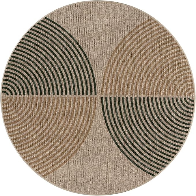Lahome Enfys Modern Rainbow Round Rug, 6ft Easy Jute Circle Patio Rug Washable Indoor Outdoor Rugs for Living Room, Farmhouse Natural Round Area Rug Contemporary Carpet for Entryway Backyard