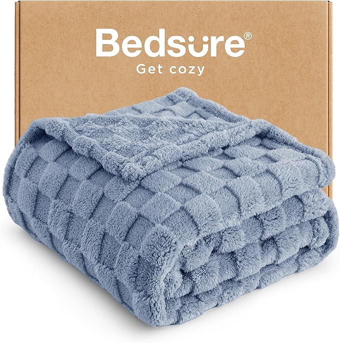 Bedsure GentleSoft Ashley Blue Twin XL Blanket for Bed - Super Soft Cozy Fleece Blankets for Kids, Cute Throws for Girls, Dorm Room Essentials Teens Back to School, 66x90 Inches