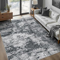 Area Rugs 6x9 for Living Room: Washable Rug Modern Abstract Neutral Soft Non-Slip Low-Pile Indoor Carpet for Bedroom Dining Room Playroom Home Office (Black Grey, 6'x9')