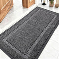 OLANLY Front Door Mat Indoor Outdoor Entrance, Waterproof All-Season, All-Weather Doormat, Sturdy Natural Rubber, Low Profile, Easy Clean Patio Porch Entryway Mat, 47x23, Black and White