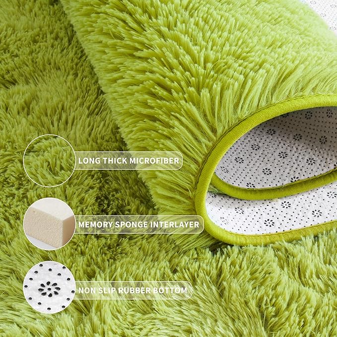 Tepook Area Rugs 9x12 for Living Room, Super Soft Fluffy Rugs for Bedroom, Modern Shaggy Rug Fuzzy Carpets for Kids, Plush Indoor Nursery Home Decor Rug with Non-Slip Bottom, Grass Green