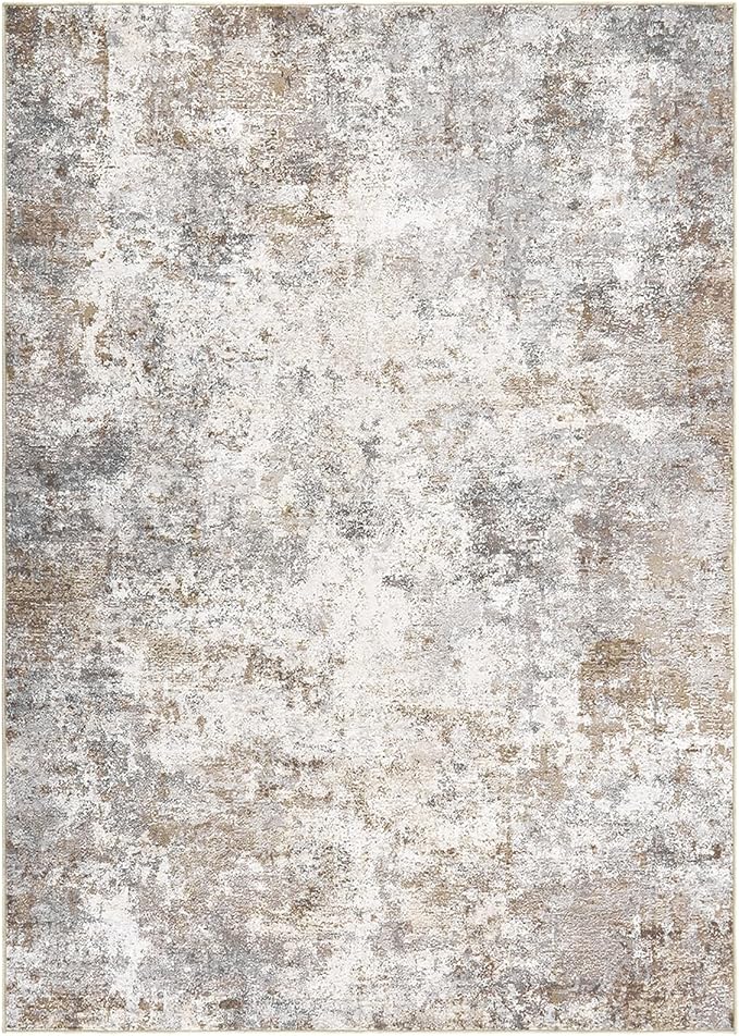UERMEI 10x12 Area Rug Living Room Rugs - Washable Neutral Modern Abstract Soft Thin Large Rug Indoor Floor No Slip Rug Carpet for Bedroom Under Dining Table Home Office Decor - Brown Grey