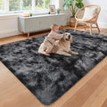 Black Grey Tie-Dyed Rug for Living Room 5x8 Fluffy Area Rug Mat Bedside Throw Rug for Bedroom Kids Room Boys Teens Nursery Baby Dorm Office Home Decor Aesthetic Carpets