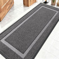 OLANLY Front Door Mat Indoor Outdoor Entrance, Waterproof All-Season, All-Weather Doormat, Sturdy Natural Rubber, Fade Resistant, Low Profile, Easy Clean Patio Porch Entryway Mat, 59x20, Dark Grey
