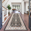 TOPRUUG Washable 4x10 Runner Rug: Vintage Non-Slip Hallway Runner Rug Stain Resistant Durable Kitchen Rug Soft Low Pile Thin Carpet for Living Room Bedroom Bathroom (Black, 4X10)