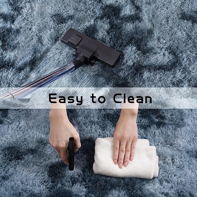 Pionblank Super Fluffy Area Rug for Bedroom 5x7, Modern Indoor Shag Carpet, Soft Plush Non Slip Rugs for Living Room Kids Room Cloakroom Home Decor, Blue Grey