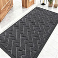 OLANLY Front Door Mat Indoor Outdoor Entrance, Waterproof All-Season, All-Weather Doormat, Sturdy Natural Rubber, Low Profile, Easy Clean Patio Porch Entryway Mat, Herringbone Brick (Grey, 47x23)