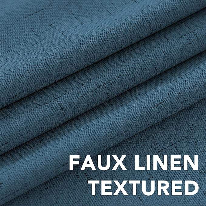 H.VERSAILTEX 100% Blackout Curtains for Bedroom Thermal Insulated Linen Textured Curtains Heat and Full Light Blocking Drapes Living Room Curtains 2 Panel Sets, Blue Sapphire, 52x84 Inch