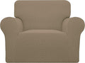 Easy-Going Stretch Oversized Chair Sofa Slipcover 1-Piece Couch Sofa Cover Furniture Protector Soft with Elastic Bottom for Kids Spandex Jacquard Fabric Small Checks Tan