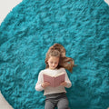 OLANLY Teal Round Rugs for Bedroom - Machine Washable, 7 ft Circle Area Rugs for Living Room, Soft and Fluffy Shaggy Carpet for Teen Girl and Boys, Nursery Rooms, Dorms, Home Decor Aesthetic