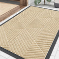 Smiry Front Door Mat Outside Entrance, Heavy Duty Sturdy Natural Rubber Doormat, Trap Dirt and Moisture, Easy Clean Low Profile Mats for Indoor Outdoor Entry, Irregular Triangle (29.5x17, Beige)
