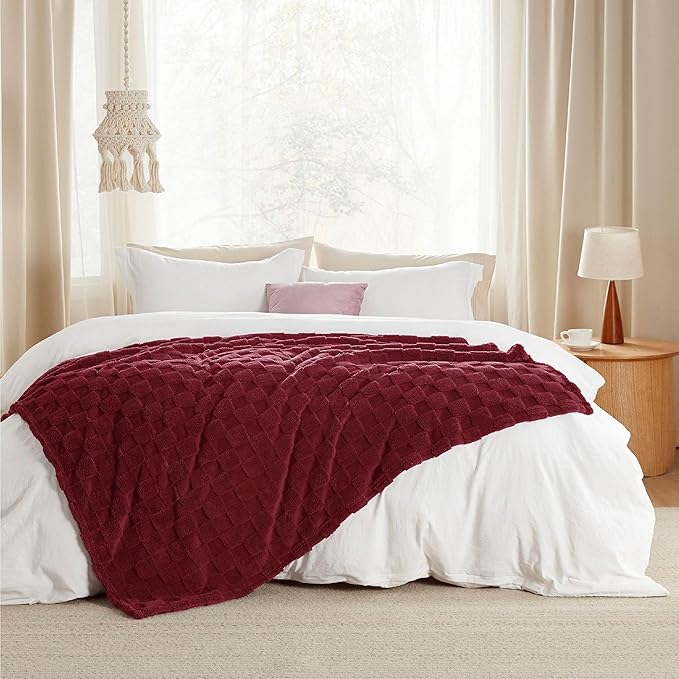 Bedsure GentleSoft Throw Blanket for Couch - Red Checkered Fleece Mother's Day Blankets Gifts for Kids Girls, Cute Soft Cozy Throw for Bedroom Home Decor Gifts, 50x60 Inches