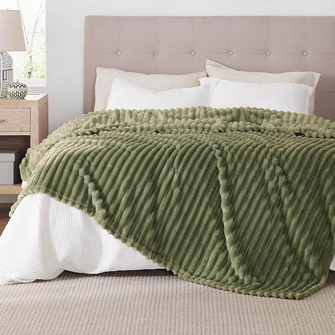 Bedsure GentleSoft Moss Fleece Queen Blanket for Couch - Cozy Soft Blankets for Women, Cute Small Throws for Girls, 90x90 Inches
