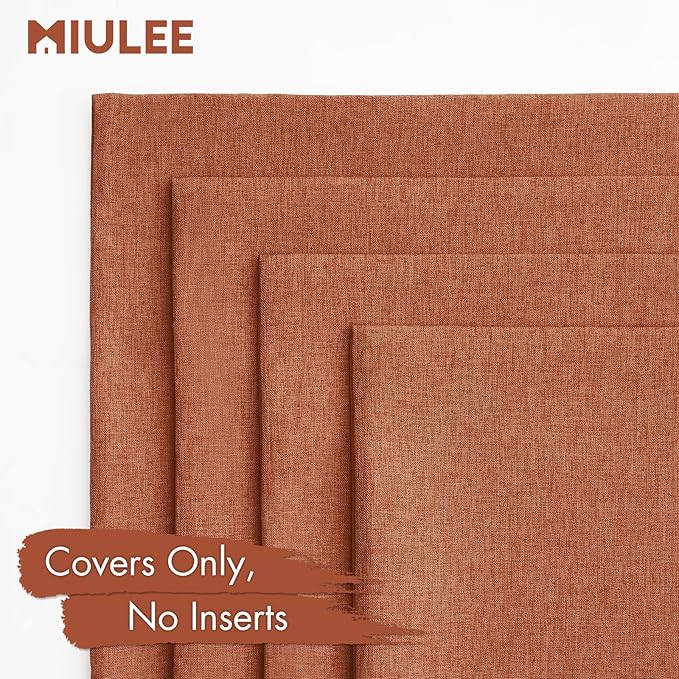 MIULEE Pack of 4 Decorative Rust Throw Pillow Covers Linen Waterproof Pillow Covers Outdoor Farmhouse Cushion Cases for Patio Garden Tent Balcony Couch Sofa 18x18 inch