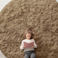 OLANLY Taupe Round Rugs for Bedroom - Machine Washable, 9 ft Circle Area Rugs for Living Room, Soft and Fluffy Shaggy Carpet for Teen Girl and Boys, Nursery Rooms, Dorms, Home Decor Aesthetic
