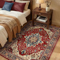 Area Rugs 3'x5' Washable Non-Slip, Floral Vintage Distress Print Pattern Medallion Carpet for Living Room Bedroom Dining Room, Red Blue