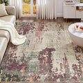 UERMEI 5x7 Area Rug Living Room Rugs - Washable Neutral Modern Abstract Soft Thin Rug Indoor Floor No Slip Rug Carpet for Bedroom Under Dining Table Home Office Decor - Purple/Green/Beige