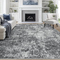 9x12 Area Rugs for Living Room Rug Washable: Abstract Large Rug for Dining Room Bedroom Carpet Non Slip 9 by 12 Indoor Modern Nursery Home Office Black Grey