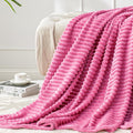 BEDELITE Fleece Blanket Twin Size – 3D Ribbed Jacquard Soft and Warm Decorative Fuzzy Blankets – Cozy, Fluffy, Plush Lightweight Throw Blankets for Couch, Bed, Sofa(Hot Pink, 60x80 inches)