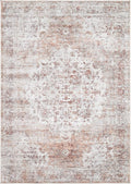 Area Rug 5x7 Machine Washable Polyester in Ivory and Blush