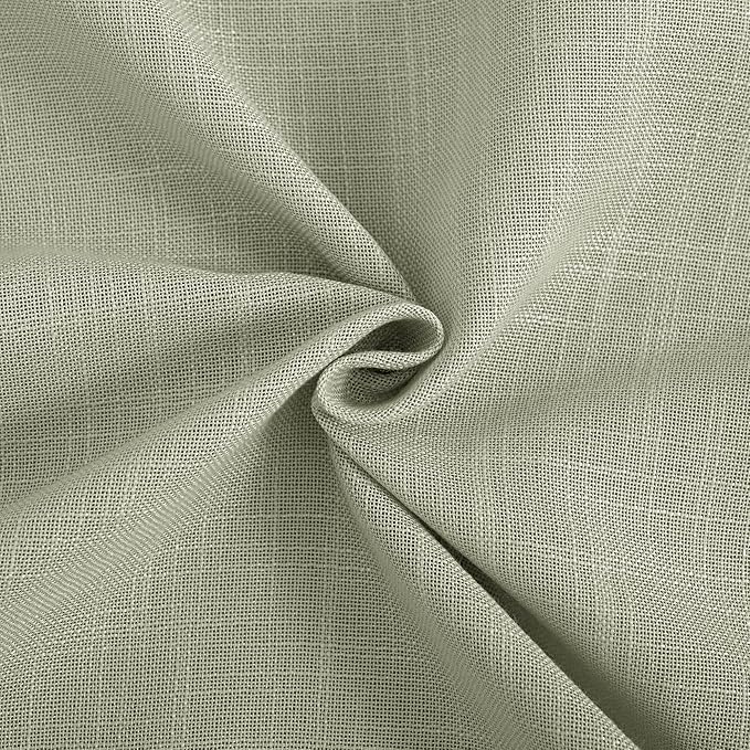Linen Blend Sage Green Curtains 63 inch Length 2 Panels for Bedroom Back Tab Light Filtering Semi Sheer Drapes Linen Cotton Textured Light Green Airy Modern Farmhouse Living Room Sage Aesthetic Decor