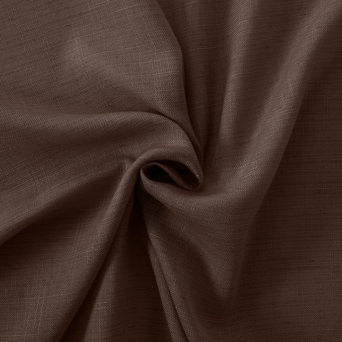Panels for Small Windows, Brown Linen Blend Light Filtering Curtains, Set of 2