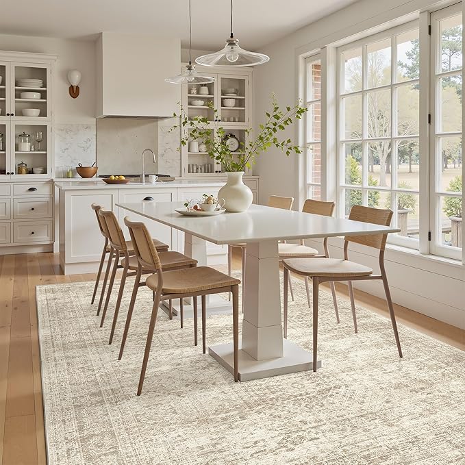 6x9 Area Rug for Living Room Washable 6x9 Rug Non-Slip Modern Rugs for Bedroom Dinning Room Ultra-Thin Indoor Beige Rug