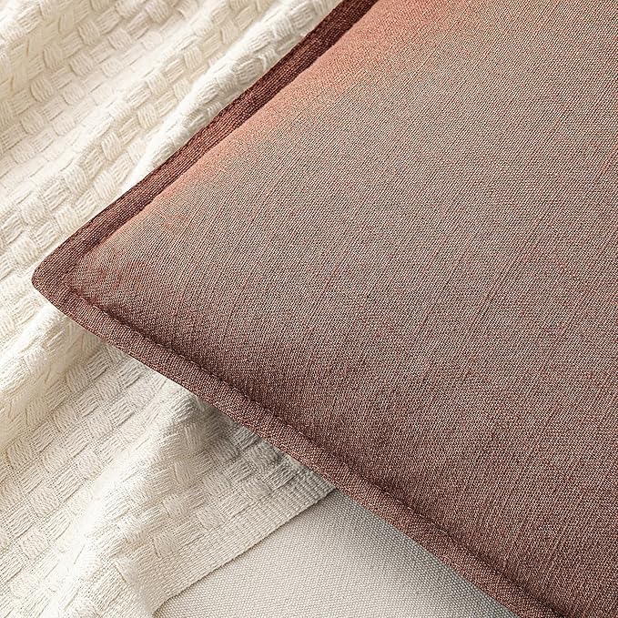MIULEE Decorative Linen Euro Sham Pillow Covers 24x24 Rust Red Boho Farmhouse Neutral Couch Throw Pillows for Bed Pack of 2 Accent Modern Pillowcase Sofa Livingroom Home Decor