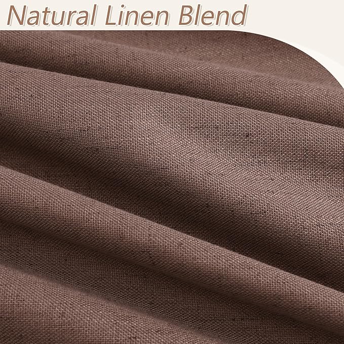 Guken 100% Blackout Curtains 96 Inch Length 2 Panels Set for Living Room Bedroom Back Tab Thermal Insulated Black Out Linen Drapes Room Darkening Cappuccino,52x96
