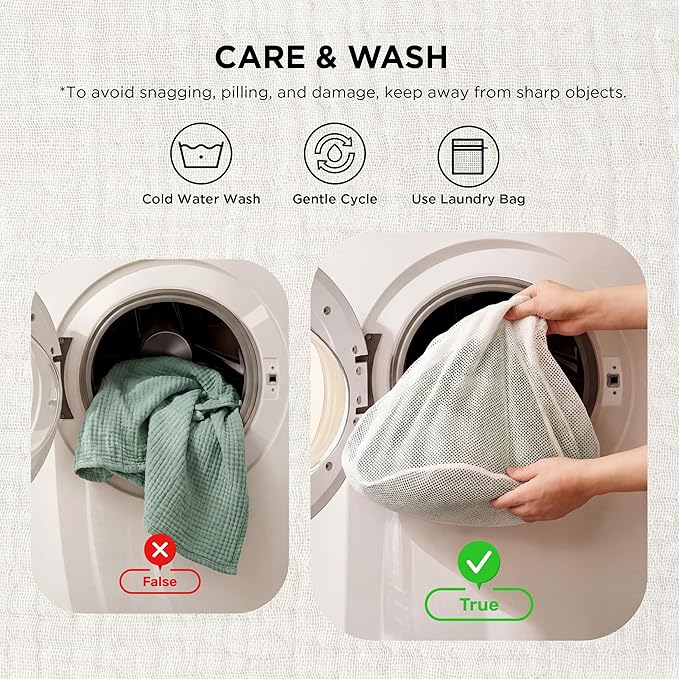 Bedsure 100% Cotton Muslin Blanket Queen Size for Bed - 4-Layer Breathable and Lightweight Thin Soft Summer Gauze Muslin Blankets for Adults, Sage Green, 90x90 Inches