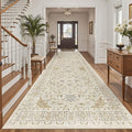 Madane 4x12 Wide Hallway Runners: Washable 12ft Runner Rug for Entryway Living Room Soft Vintage Non Slip Carpet Runner for Kitchen Dining Room Nursery Bedroom Thin Area Rug (Beige/Blue, 4x12ft)