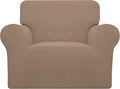 Easy-Going Stretch Chair Sofa Slipcover 1-Piece Couch Sofa Cover Furniture Protector Soft with Elastic Bottom for Kids, Pet. Spandex Jacquard Fabric Small Checks (Chair, Camel)