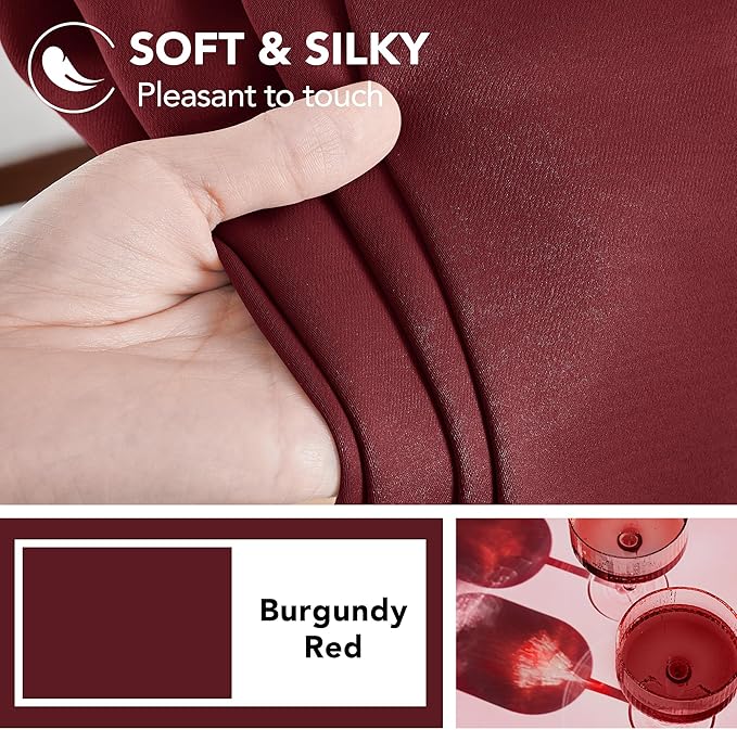 Deconovo Blackout Curtains, Thermal Insulated, W42 x L72 2 Panels, Back Tab, Machine Washable, Room-Darkening Drapes for Bedroom/Living Room Burgundy Red