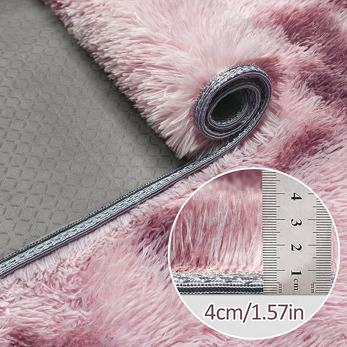 Tie-Dyed Blush 2x8 Machine Washable Runner Rugs for Hallway Soft Fluffy Shaggy Bedside Rugs for Bedroom Living Room Indoor Floor Carpet for Kids Girls and Boys Nursery Rooms Home Decor Aesthetic