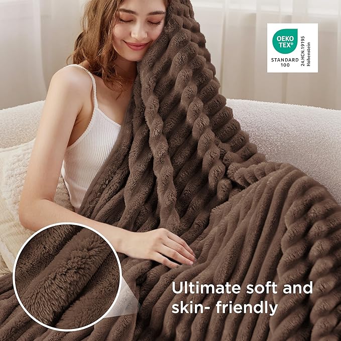 Bedsure GentleSoft Brown Fleece Blanket for Couch - Cozy Soft Blankets for Women, Cute Small Throws for Girls, 50x70 Inches