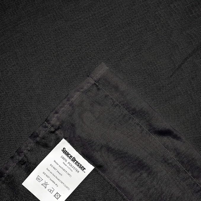 SpaceDresser Sheer Voile Window Treatment Rod Pocket Curtain Panels for Kitchen Bedroom Living Room Drapes Sunlight Filtering Privacy Semi Home Decor Assorted (Black, 52 W x 63 L)