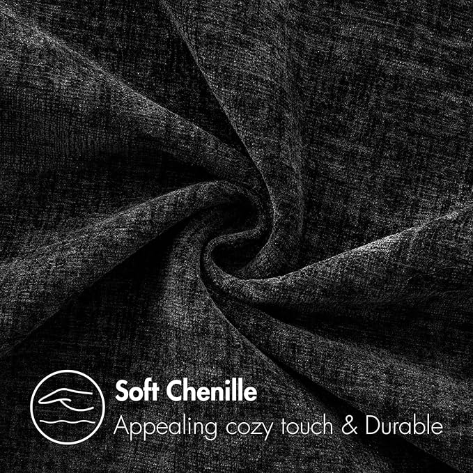 MIULEE Halloween Pack of 2 Couch Throw Pillow Covers 18x18 Inch Soft Black Chenille Pillow Covers for Sofa Living Room Solid Dyed Pillow Cases