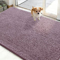 OLANLY Dog Door Mat for Muddy Paws 50x30, Absorbs Moisture and Dirt, Absorbent Non-Slip Washable Doormat, Quick Dry Chenille Mud Mat for Dogs, Entry Indoor Entryway Carpet for Inside Floor, Deep Plum