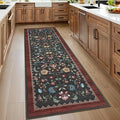 GarveeHome Floral Rug 2.5x10 Runners for Hallways, Boho Kitchen Runner Rugs Non Slip Bath Runners, Vintage Washable Runner Rug for Bedroom, Soft Long Rugs for Entryway Bathroom Laundry Dorm, Red