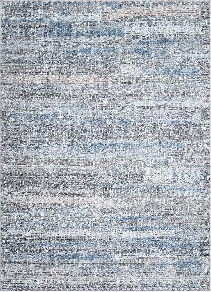 Area Rug 2x3 ft Gray Polyester Machine Washable Non-Slip