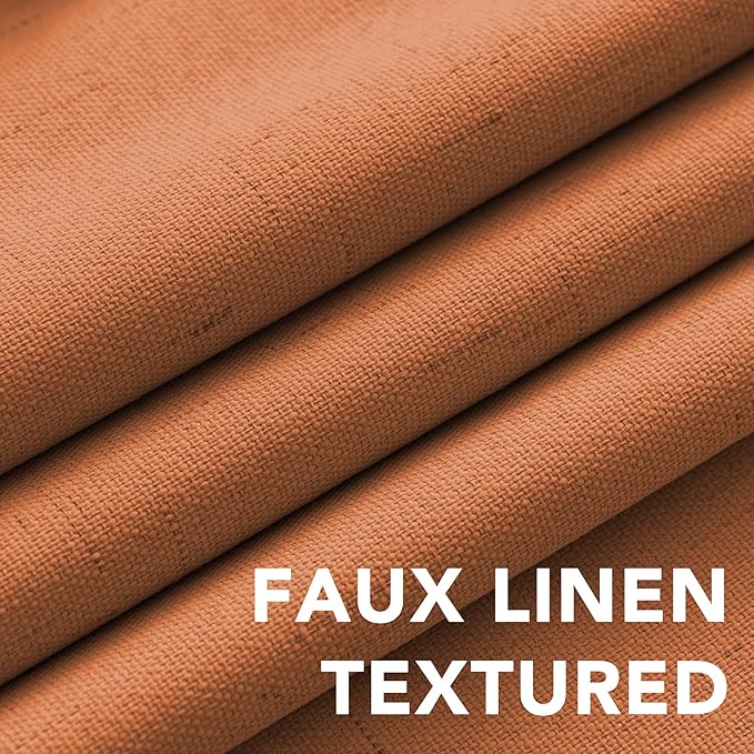 H.VERSAILTEX 100% Blackout Curtains for Bedroom Thermal Insulated Linen Textured Curtains Heat and Full Light Blocking Drapes Living Room Curtains 2 Panel Sets, Orange, 52x96 Inch