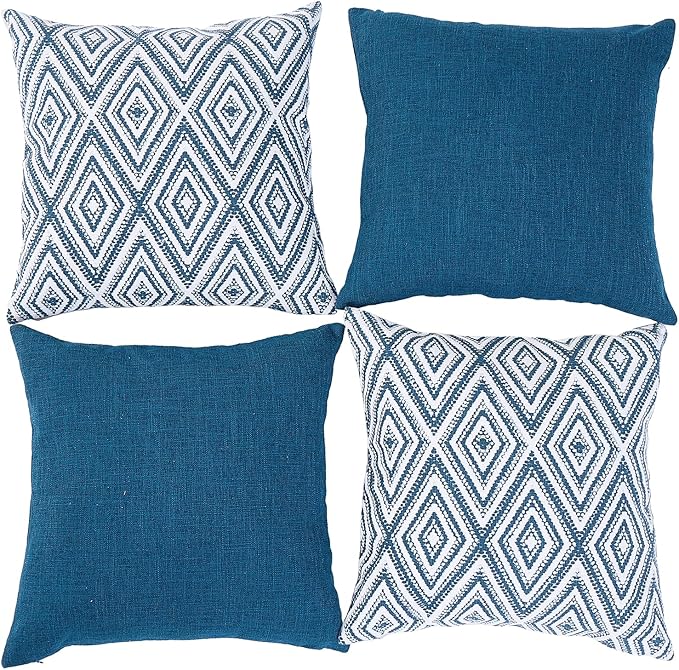 HPUK Decorative Throw Pillow Covers Set of 4 Couch Pillows Accent Cushion Cover for Couch Sofa Living Room, 20"x20" inches, Navy Blue