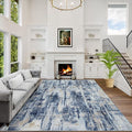 9x12 Area Rugs Washable Rug: Modern Abstract Living Room Rug Soft Anti-Skid Thin Carpet Indoor Floor Non-Shedding Carpets for Bedroom Dining Room Farmhouse Nursery Home Office Blue Gold