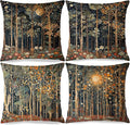 Rustic William Morris Inspired Autumn Forest Decor Throw Pillow Covers 18x18 Set of 4,Vintage Botanical Nature Decorative Throw Pillow Covers for Home Bedroom Living Room,Fall Home Room Decor