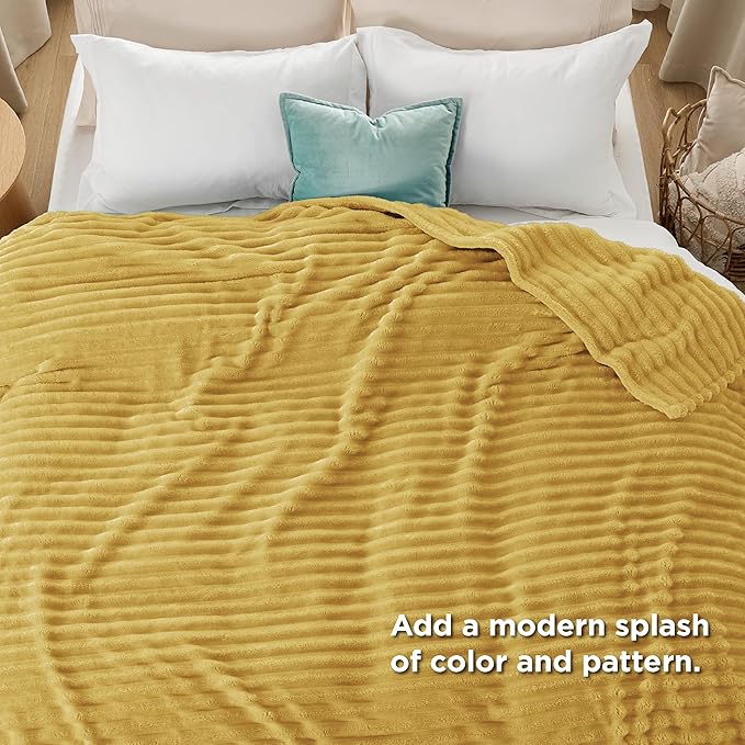 Bedsure GentleSoft Yellow California King Size Blanket for Couch - Cozy Soft Blankets for Women, Cute Small Fleece Throws for Girls, Birthday Gifts for Women, 102x96 Inches