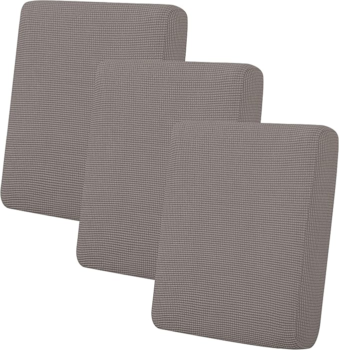 Easy-Going Stretch Individual Chair Couch Cushion Cover Sofa Cushion Furniture Protector Sofa slipcover Soft Flexibility with Elastic Bottom (3-Piece Sofa Cushion Cover, Taupe)