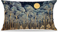Rustic William Morris Night Forest Moon Decor Pillow Covers 12x20,Vintage Dark Gold Botanical Nature Landscape Decorative Throw Pillow Covers for Home Bedroom Living Room
