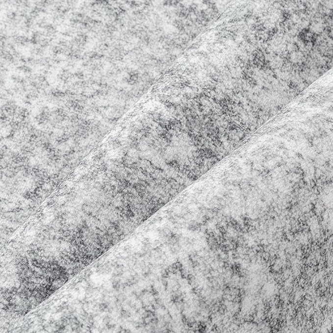 PureCozy 3x5 Area Rug Washable Vintage Entryway Living Room Carpet Indoor Office Non Slip Grey Entrance Distressed Low Pile Retro Accent Throw Rug for Dining Room Bathroom Bedroom Laundry